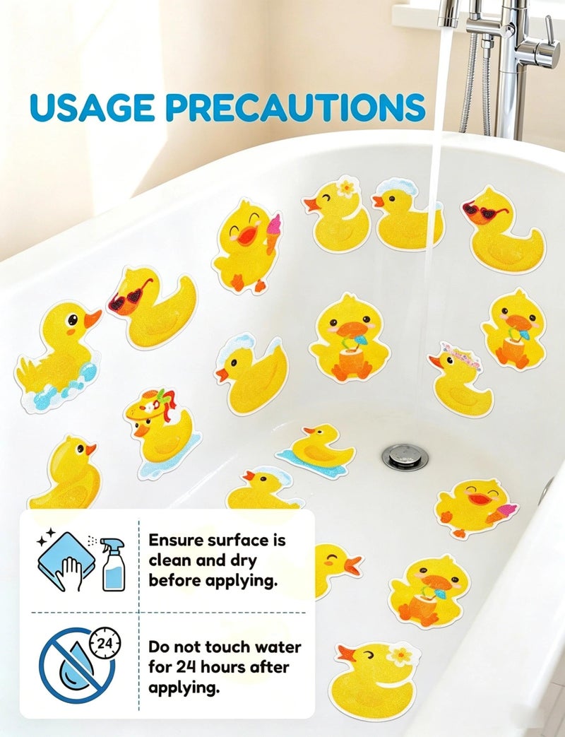 LSLYHTC 26Pcs Non Slip Bathtub Stickers, Cute Duck Stickers with Scraper, Anti Slip Bath Tub Shower Decal with Adhesive Back for Bathroom, Shower Stairs - Image 4
