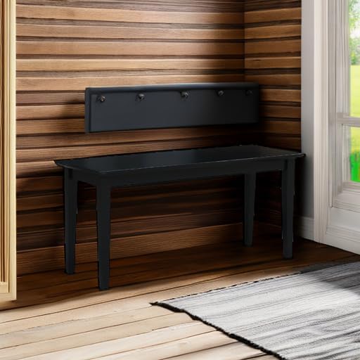 IC INTERNATIONAL CONCEPTS IC INTERNATIONAL CONCEPTS Shaker Style Bench RealSolid Parawood KitchenDining Sturdy  Reliable Seating Easy Assembly 39W x 14D x 18H 450 Lbs Wt Capcity Black  - Image 2