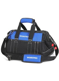 WORKPRO WORKPRO Tool Bag 16-inch, Multi-pockets Heavy Duty Tool Bag with Waterproof Plastic Hard Base, Wide Open Mouth Heavy Duty Electricians Tool Bag with Adjustable Shoulder Strap  - Image 1