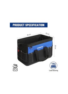 WORKPRO WORKPRO Tool Bag 16-inch, Multi-pockets Heavy Duty Tool Bag with Waterproof Plastic Hard Base, Wide Open Mouth Heavy Duty Electricians Tool Bag with Adjustable Shoulder Strap  - Image 2
