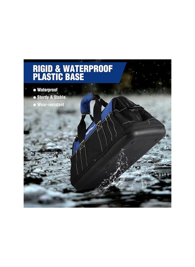 WORKPRO WORKPRO Tool Bag 16-inch, Multi-pockets Heavy Duty Tool Bag with Waterproof Plastic Hard Base, Wide Open Mouth Heavy Duty Electricians Tool Bag with Adjustable Shoulder Strap  - Image 5