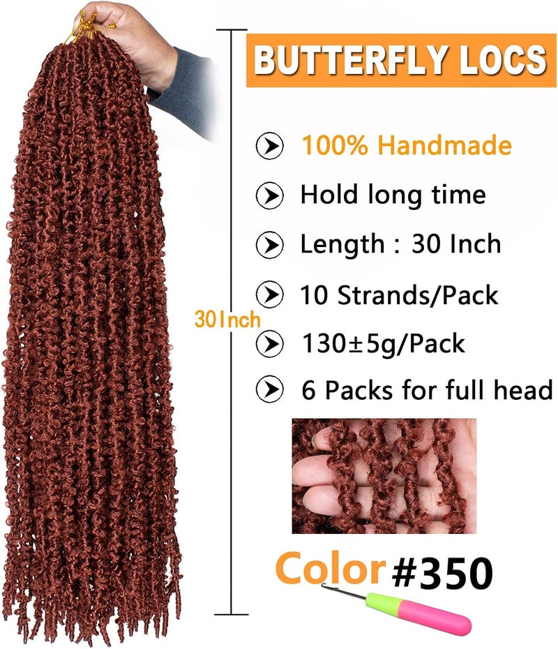 ZRQ 30 Inch Ginger Butterfly Locs Crochet Hair Extensions - Image 2