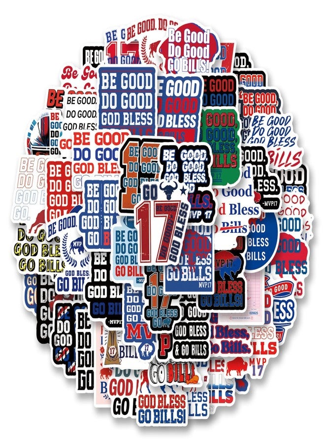 CPORER 55Pcs Be Good Do Good God Bless Go Bills Stickers Funny Football Sports Sticker Inspirational Quote Decal Waterproof Vinyl for Laptop, Water Bottle, Skateboard, Scrapbooking, Party Favors - Image 1