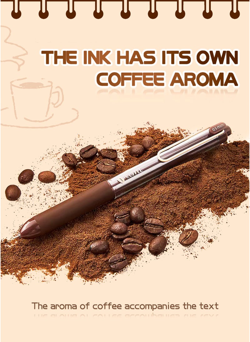 أقلام - مجموعة من 12 قطعة، أقلام جل بنكهة القهوة، قلم حبر أسود 0.5 مم، سريع الجفاف وناعم - Image 2