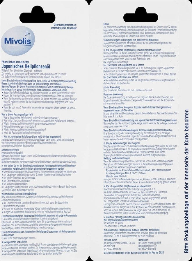 ميفوليس Mivolis Japanisches Heilpflanzenöl (30 مل Flasche) مينزول - زيت النعناع الياباني - Image 3