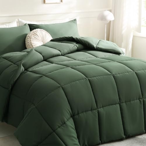 DOWNCOOL Comforters King Size Duvet InsertGreen All Season Duvet Lightweight Quilt Down Alternative Hotel Comforter with Corner Tabs Green King 102x90 Inches - Image 1