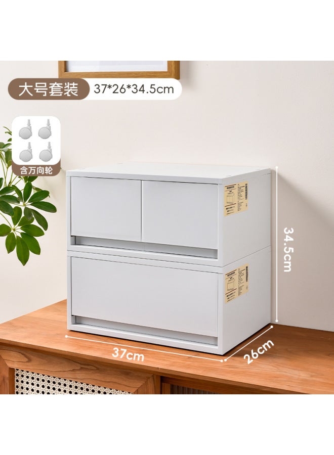 Quner Style Desktop Storage Box Cosmetic File Storage Household Sundries Storage Container Multi-layer Compartment Dustproof Drawer - Image 1