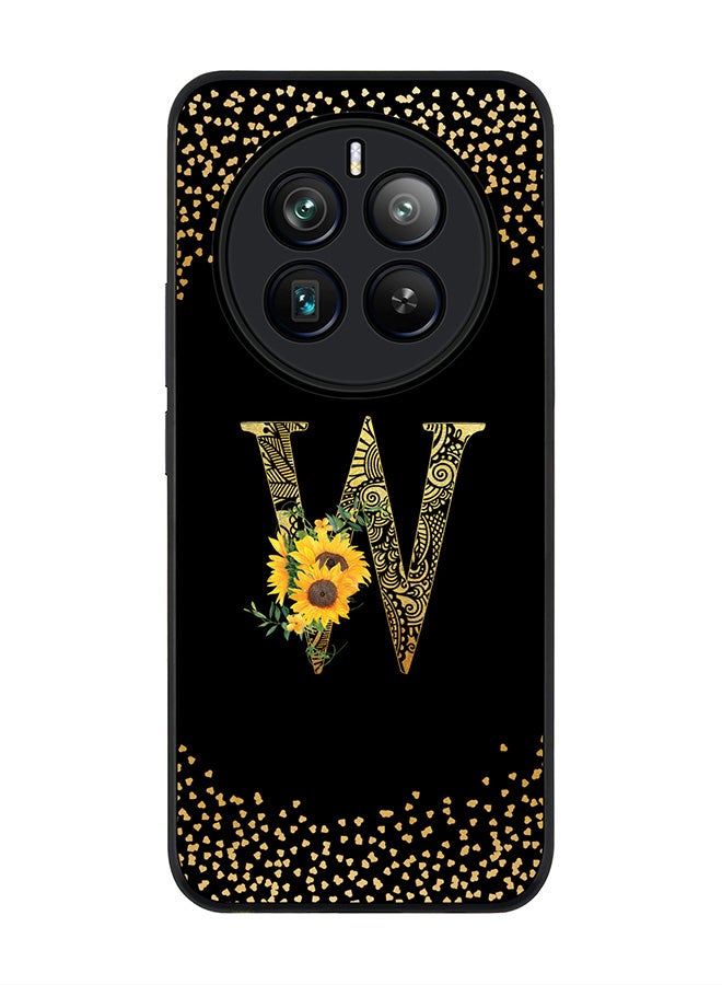 Stylizedd Rugged Black edge case for Realme 12 Pro / Realme 12 Pro Plus 5G, Custom Monogram Initial Letter Mandala Floral Pattern Alphabet-W (Black) - Image 1