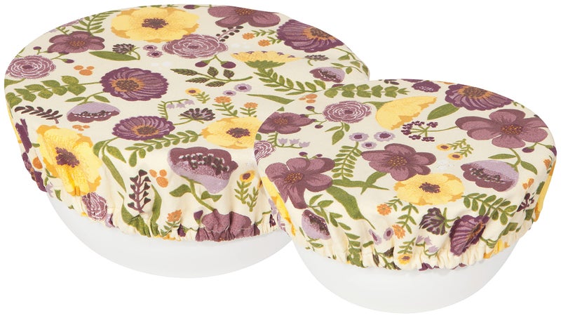 Now Designs Adeline Save It Reusable Cotton Bowl Covers 75 and 925 inch Set of 2