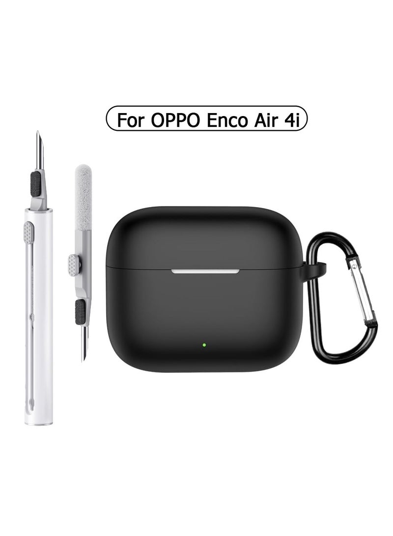 Soft Silicone Case ​with Keychain and Cleaning tools for Oppo Enco Air 4i Case Cover-Black - Image 1