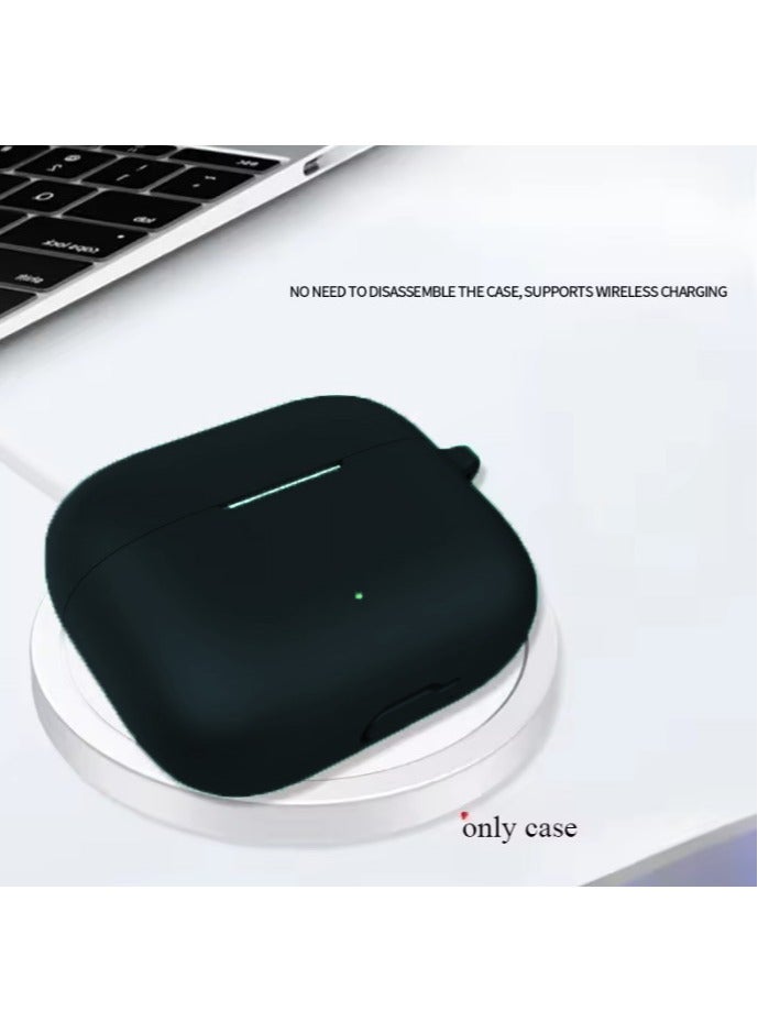 Soft Silicone Case ​with Keychain and Cleaning tools for Oppo Enco Air 4i Case Cover-Black - Image 5