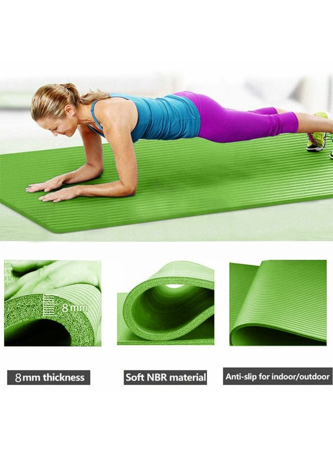 Taimi Pack of 2 Non-Slip yoga mat Anti-Tear Exercise Mat With Carrying Strap 183x61x1cm Green  - Image 2