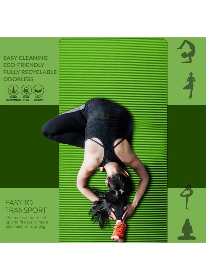 Taimi Pack of 2 Non-Slip yoga mat Anti-Tear Exercise Mat With Carrying Strap 183x61x1cm Green  - Image 3