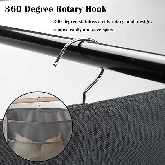 VYNTRIX Double Sided 30 Pockets Clear Hanging Bag Socks Bra Underwear Rack Hanger Storage Organizer Wall Hanging Closet Shelves Storage Pockets Non Woven MatrialColourGrey Pack of 1 - Image 5