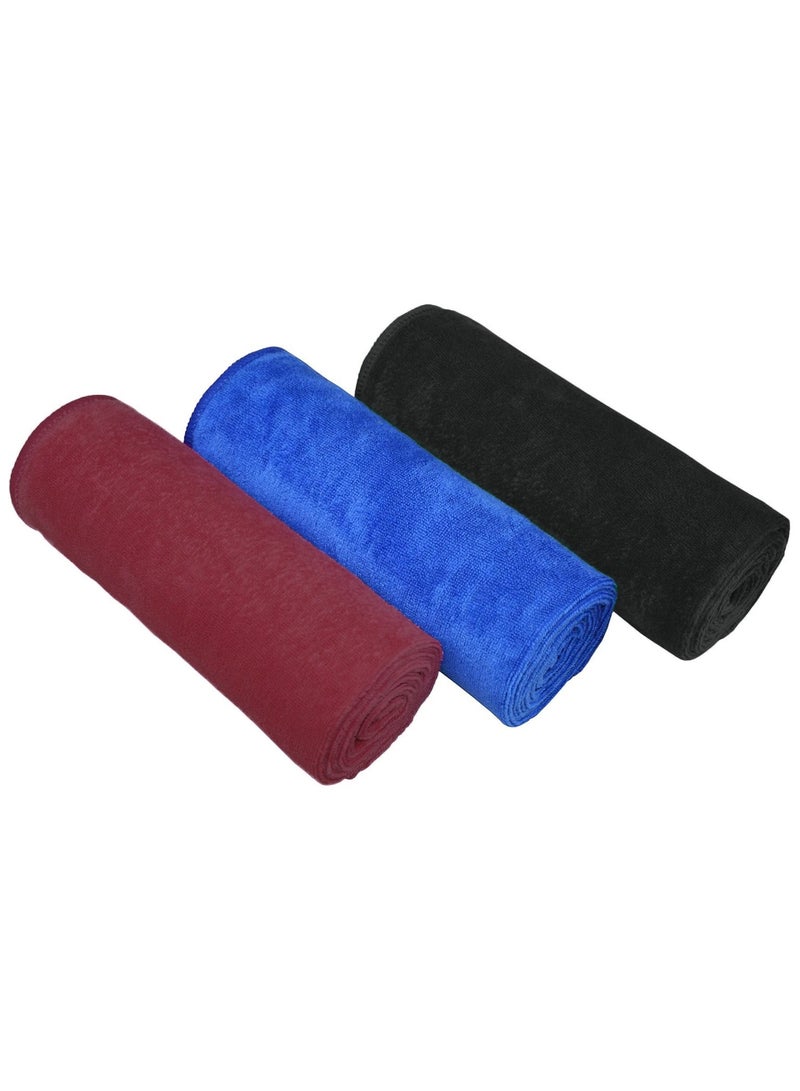 Fabienne Microfiber Gym Towel, Hand Towel, Face Towel, Microfiber Car Cleaning Towel Soft And Durable, 3-Piece, 50x90 Cm -  Black,Blue,Red - Image 1