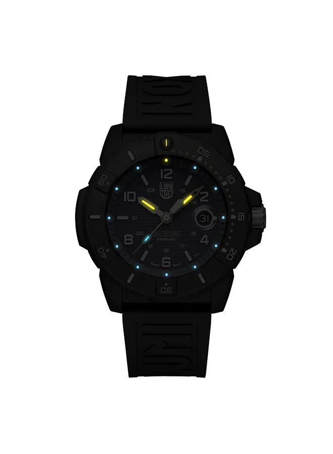 لومينكس ساعة يد رجالية بعقارب دائرية من المطاط مقاس  مم