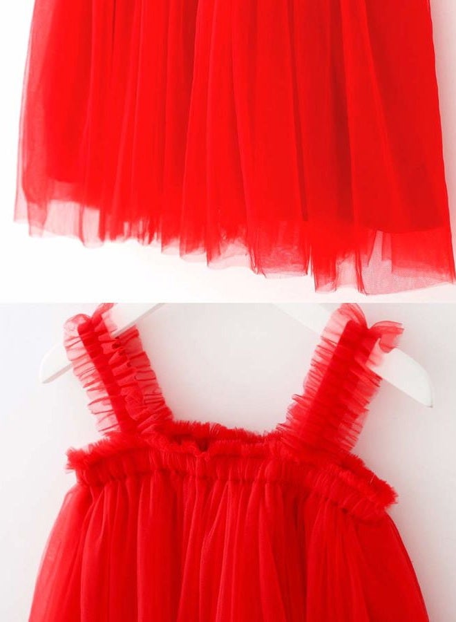 BGFKS Layered Tulle Tutu Dress for Toddler Girls,Baby Girl Rainbow Tutu Princess Skirt Set with Flower Headband.(Red,6 Months) - Image 4