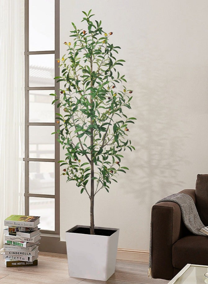 Generic Artificial Olive Tree, Potted Faux Plant for Indoor Decoration, Floor-standing Greenery, Luxury Nordic Style Home Decor, Bionic Green Plant, Aesthetic Living  - Image 1
