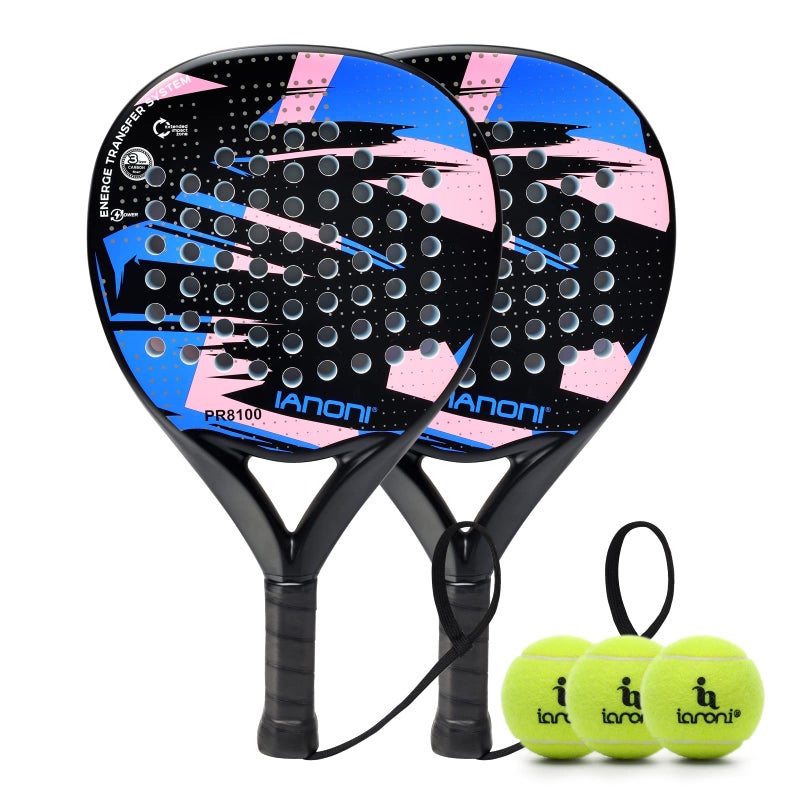 IANONI Paddle Tennis Racket Carbon Fiber Surface with EVA Memory Flex Foam Core Padel Tennis Racquets Blue2