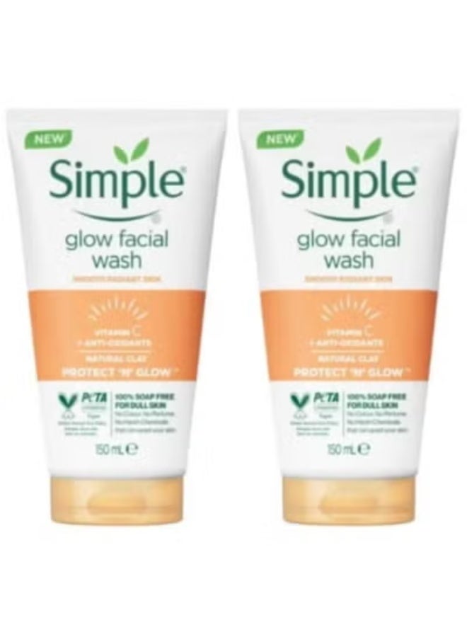 simple Two bottles of face wash for protection and radiance for soft glowing skin from Simple - 150 ml - Image 1