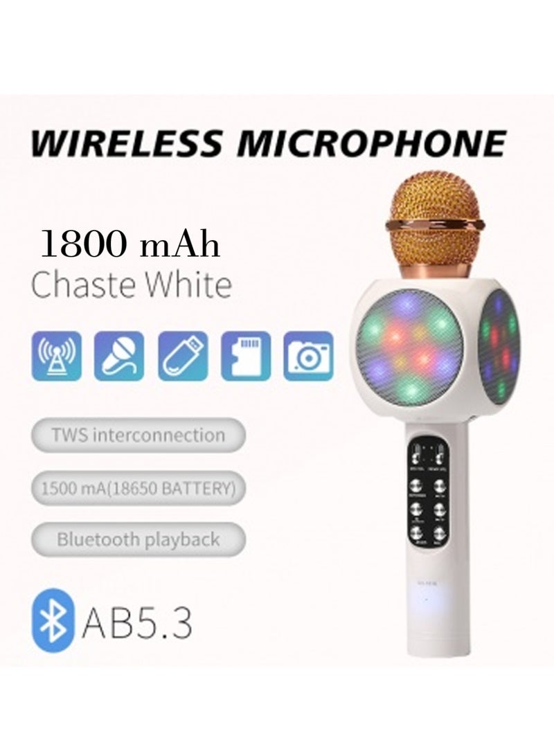 LOWHAT Microphone, LED Wireless Bluetooth Microphone for Singing, Improved Portable Karaoke Machine for Singing for Home Party KTV Compatible App Android iOS (Pink) - Image 3