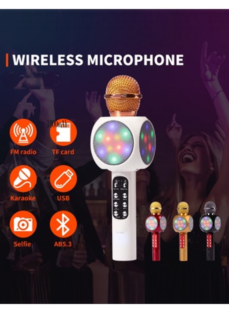 LOWHAT Microphone, LED Wireless Bluetooth Microphone for Singing, Improved Portable Karaoke Machine for Singing for Home Party KTV Compatible App Android iOS (Pink) - Image 4