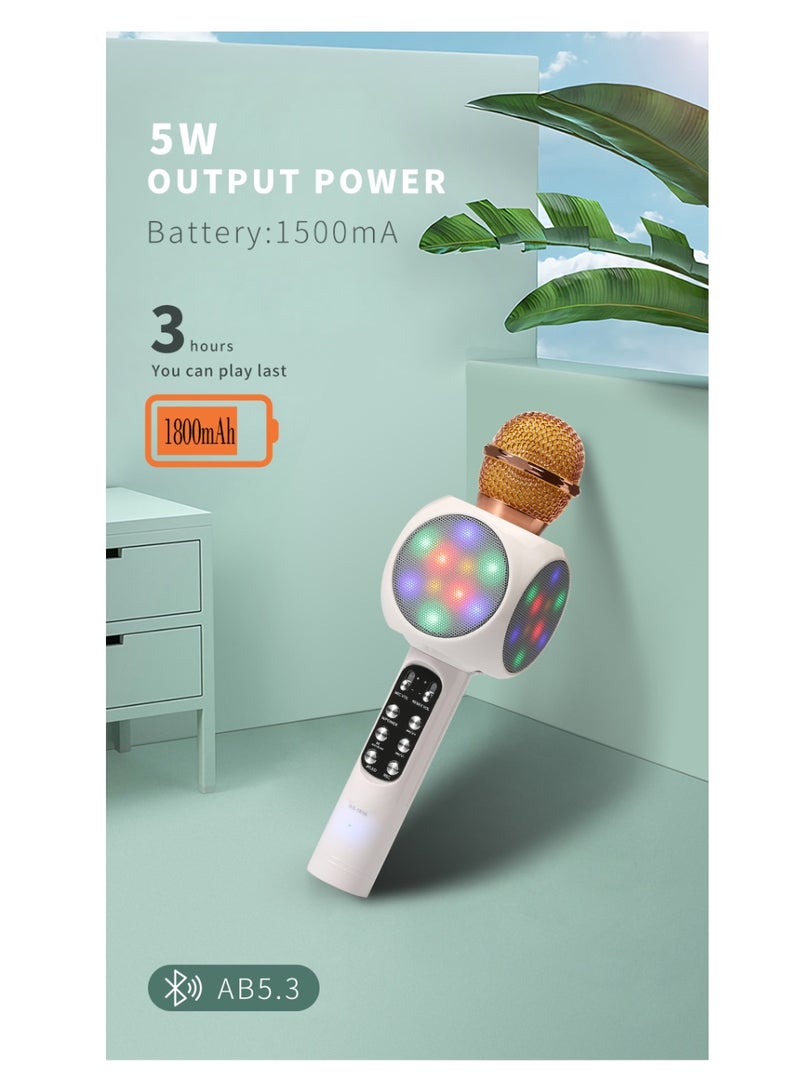 LOWHAT Microphone, LED Wireless Bluetooth Microphone for Singing, Improved Portable Karaoke Machine for Singing for Home Party KTV Compatible App Android iOS (Pink) - Image 5