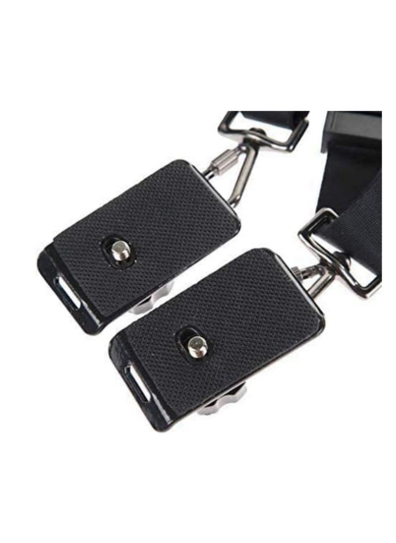 Generic Quick Rapid Dual Shoulder Sling Belt Strap for 2 Digital DSLR Cameras for Canon Nikon Sony Cameras Adjustable Padded Neck Shoulder Support Heavy Duty Carrying Strap Black  - Image 5