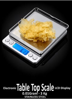 Digital Tabletop Mini Pocket Size Kitchen Food Cooking Scale Machine For Jewellery Spices Herbs With High Precision 0.01x3000 Gram Two Trays Tare Function 9 Measuring Units LCD Display And 2 Bowls
