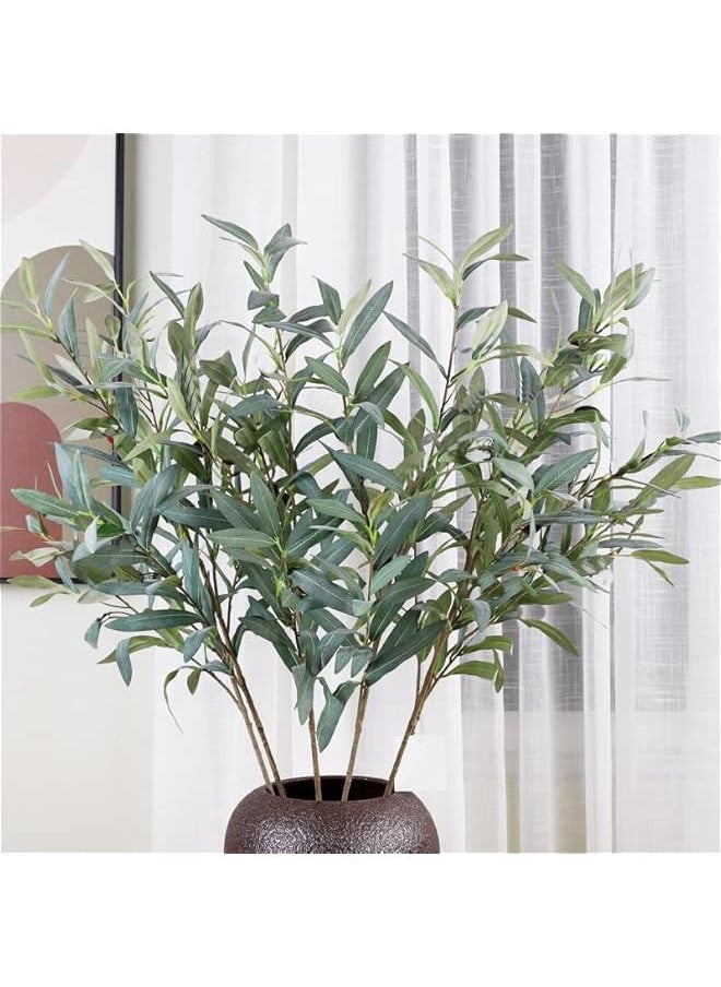 Artificial Olive Branch Faux Olive Branches for Vases Fake Olive Tree Branches Stems for Vase(5 Branches, 28 inch/Each)