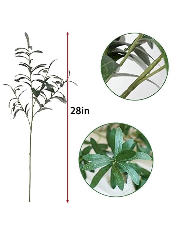 Artificial Olive Branch Faux Olive Branches for Vases Fake Olive Tree Branches Stems for Vase(5 Branches, 28 inch/Each)