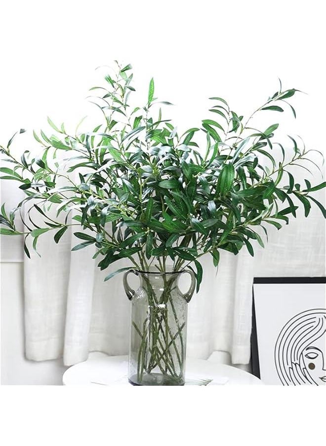 Artificial Olive Branch Faux Olive Branches for Vases Fake Olive Tree Branches Stems for Vase(5 Branches, 28 inch/Each)