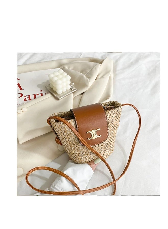 Arc de Triomphe straw bucket cross-body bag - Image 4