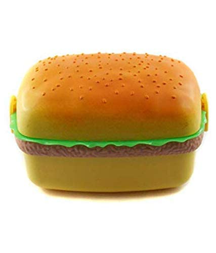 Mayatra's Kids ABS Plastic Mad-Wolf Square 3 Containers Sandwich Burger Shape Tiffin Lunch Box (Yellow, 500 ml) (Pack of 4) - Image 2