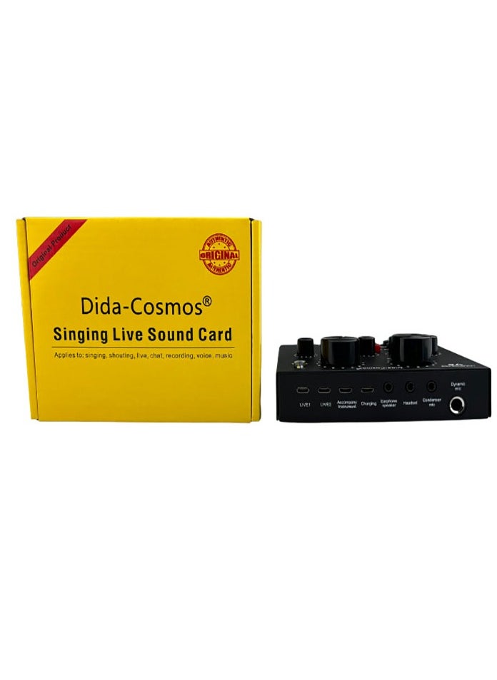dida-cosmos - بطاقة الصوت الخارجية USB Live External Sound Mixer Board بطاقة الصوت مبدل الصوت مع تأثيرات صوتية متعددة للتسجيل المباشر للدردشة الصوتية المنزلية KTV - Image 1