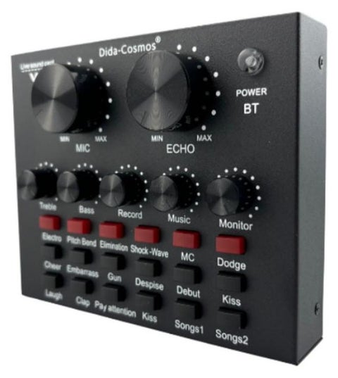 External Sound Card USB Live External Sound Mixer Board Voice Changer Sound Card with Multiple Sound Effects for Live Recording Home KTV Voice Chat