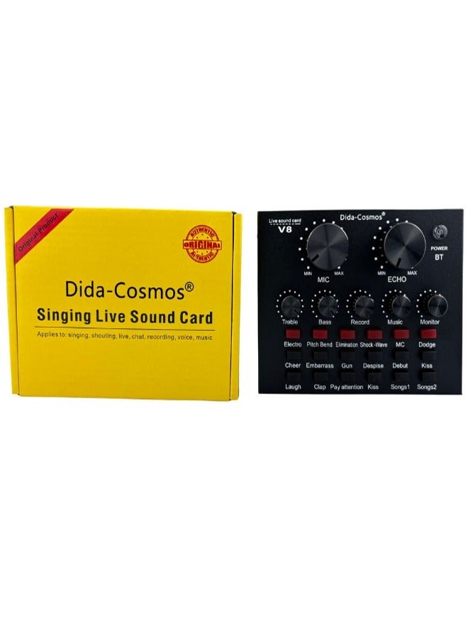dida-cosmos External Sound Card USB Live External Sound Mixer Board Voice Changer Sound Card with Multiple Sound Effects for Live Recording Home KTV Voice Chat - Image 3