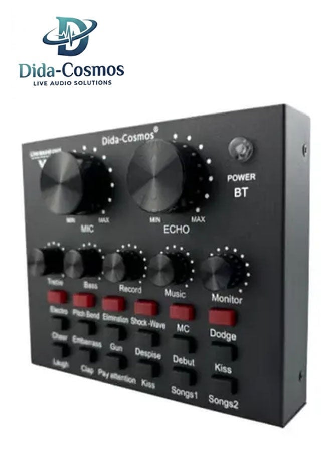 dida-cosmos External Sound Card USB Live External Sound Mixer Board Voice Changer Sound Card with Multiple Sound Effects for Live Recording Home KTV Voice Chat - Image 1