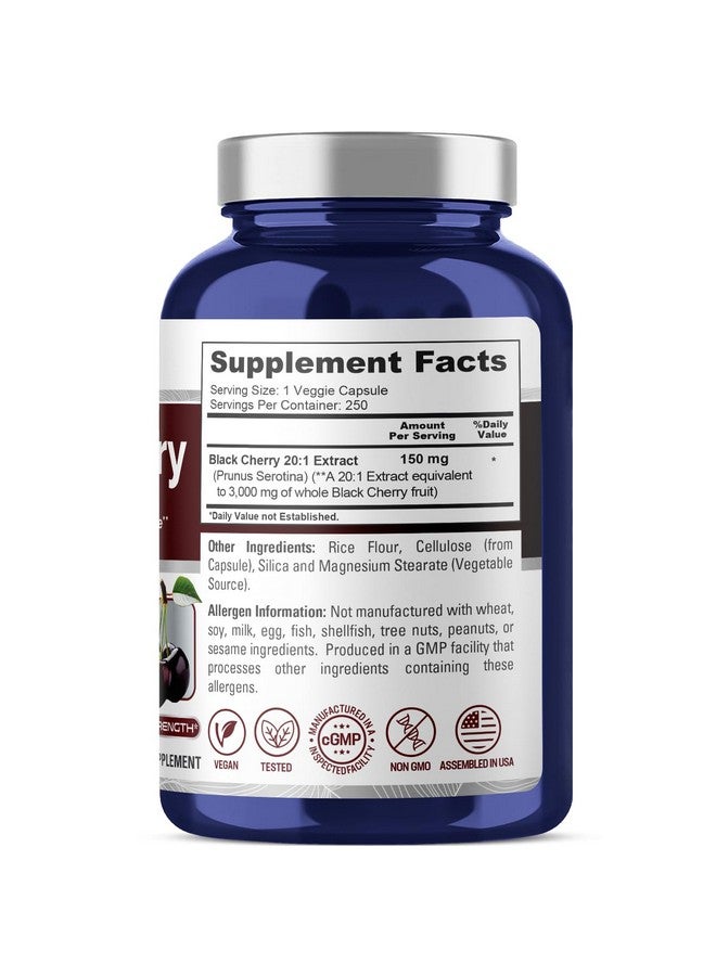 NusaPure Black Cherry Extract 3,000mg 250 Veggie Capsules Max Potency, Non-GMO, Bioperine - Image 2