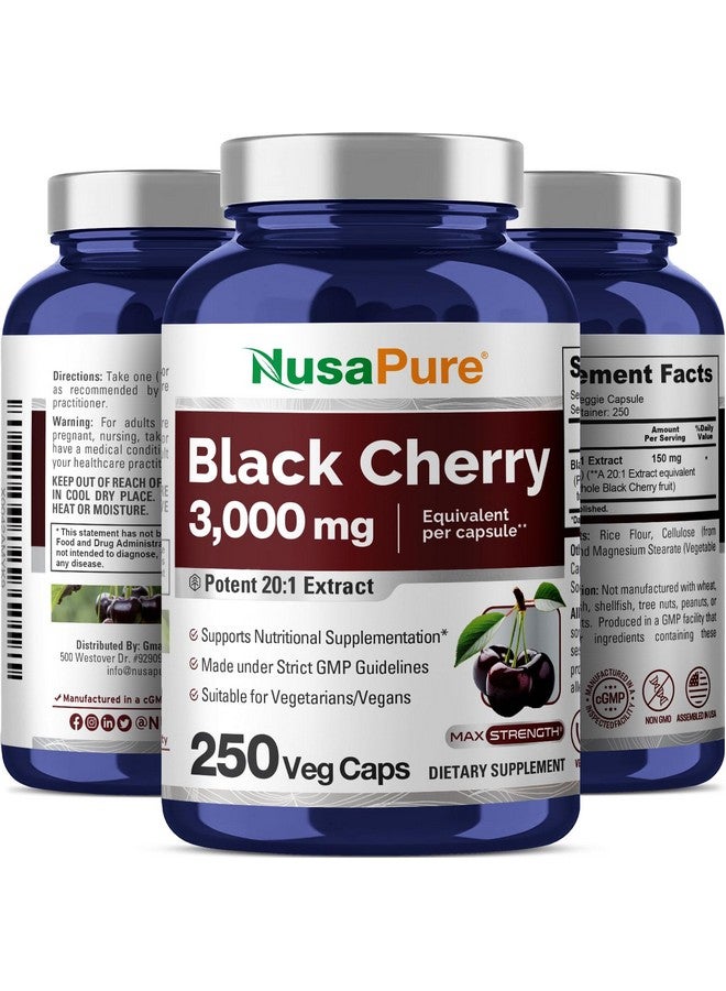 NusaPure Black Cherry Extract 3,000mg 250 Veggie Capsules Max Potency, Non-GMO, Bioperine - Image 4
