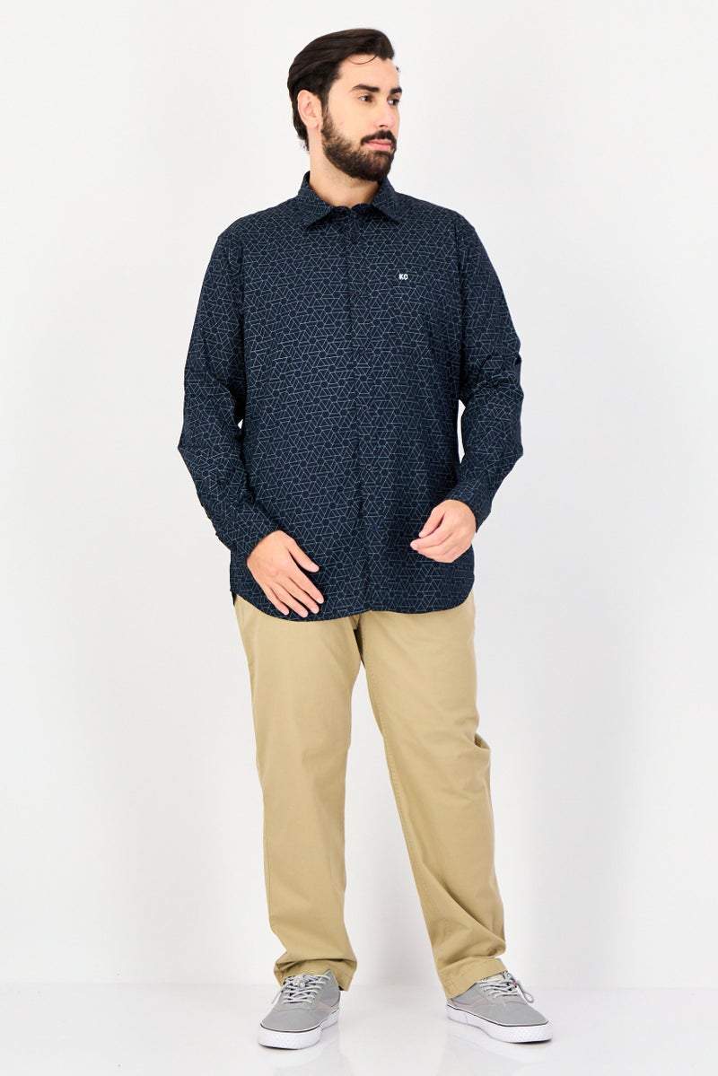 Kenneth Cole Men Slim Fit Long Sleeve Geometric Casual Shirt, Multicolor  - Image 4