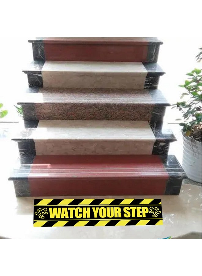 سمارستيكرس ملصق أرضي "انتبه لخطواتك" مقاس 10×3 بوصة، لافتة "انتبه لخطواتك"، 4 قطع، شريط لاصق أصفر لسلامة مكان العمل - Image 4