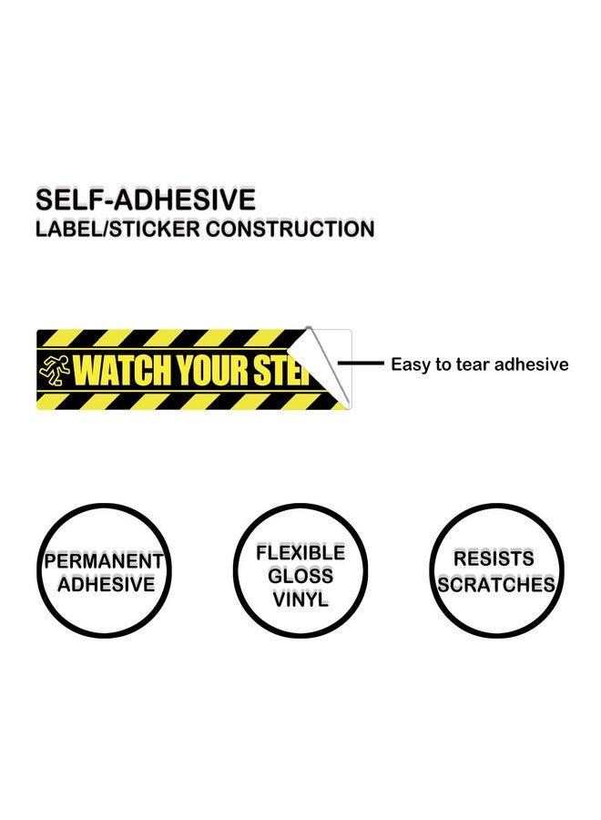 سمارستيكرس ملصق أرضي "انتبه لخطواتك" مقاس 10×3 بوصة، لافتة "انتبه لخطواتك"، 4 قطع، شريط لاصق أصفر لسلامة مكان العمل - Image 3