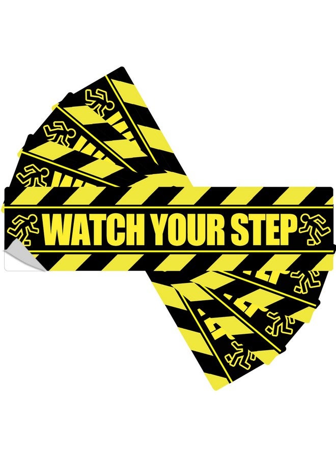 سمارستيكرس ملصق أرضي "انتبه لخطواتك" مقاس 10×3 بوصة، لافتة "انتبه لخطواتك"، 4 قطع، شريط لاصق أصفر لسلامة مكان العمل - Image 1