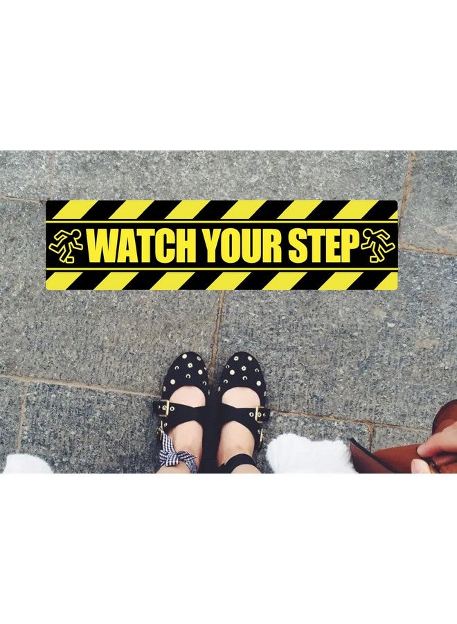 سمارستيكرس ملصق أرضي "انتبه لخطواتك" مقاس 10×3 بوصة، لافتة "انتبه لخطواتك"، 4 قطع، شريط لاصق أصفر لسلامة مكان العمل - Image 5