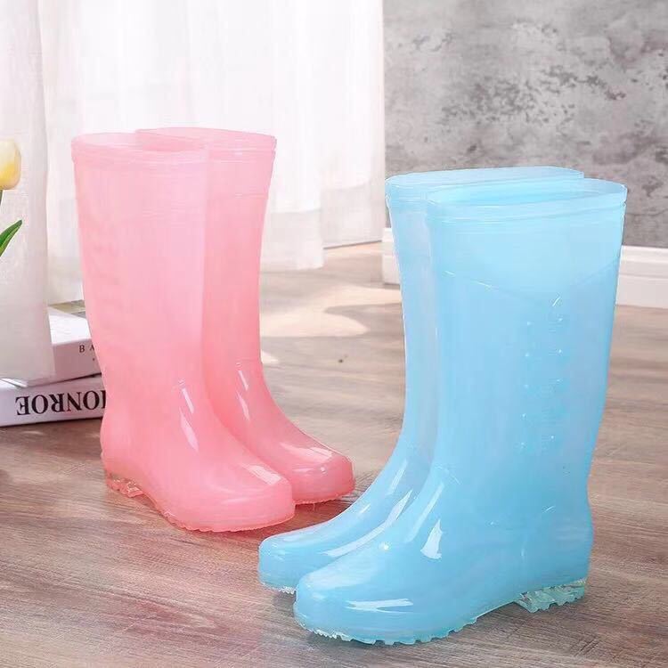 Women'S High Transparent Jelly Rain Boots Rain Boots Non-Slip Wear-Resistant Work Shoes Waterproof Rubber Shoes Fashion Korean Style Shoes - Image 3