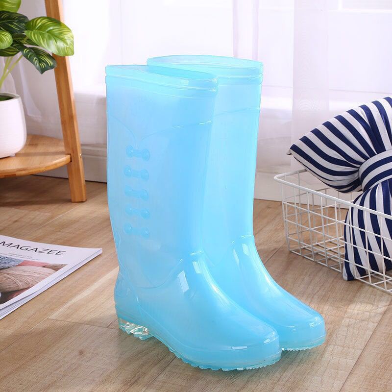 Women'S High Transparent Jelly Rain Boots Rain Boots Non-Slip Wear-Resistant Work Shoes Waterproof Rubber Shoes Fashion Korean Style Shoes - Image 1