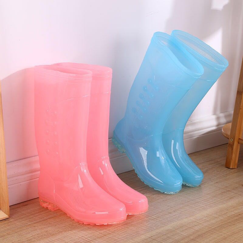 Women'S High Transparent Jelly Rain Boots Rain Boots Non-Slip Wear-Resistant Work Shoes Waterproof Rubber Shoes Fashion Korean Style Shoes - Image 4