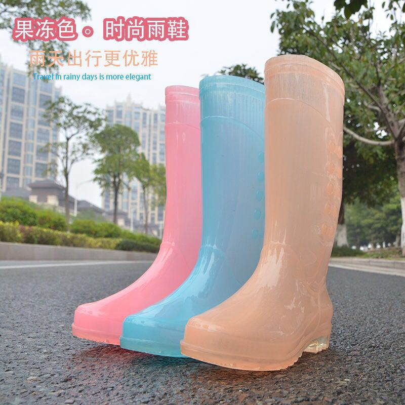Women'S High Transparent Jelly Rain Boots Rain Boots Non-Slip Wear-Resistant Work Shoes Waterproof Rubber Shoes Fashion Korean Style Shoes - Image 5