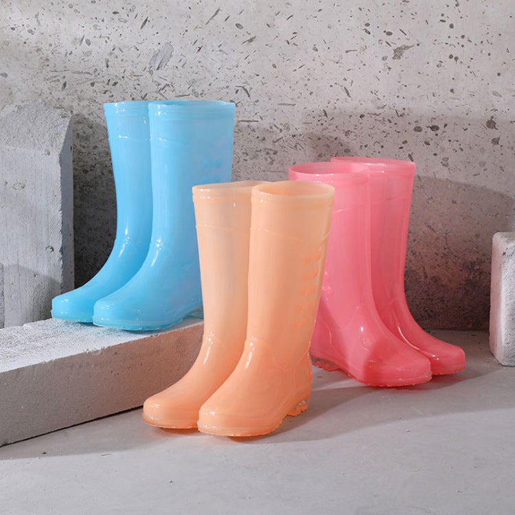 Women'S High Transparent Jelly Rain Boots Rain Boots Non-Slip Wear-Resistant Work Shoes Waterproof Rubber Shoes Fashion Korean Style Shoes - Image 2